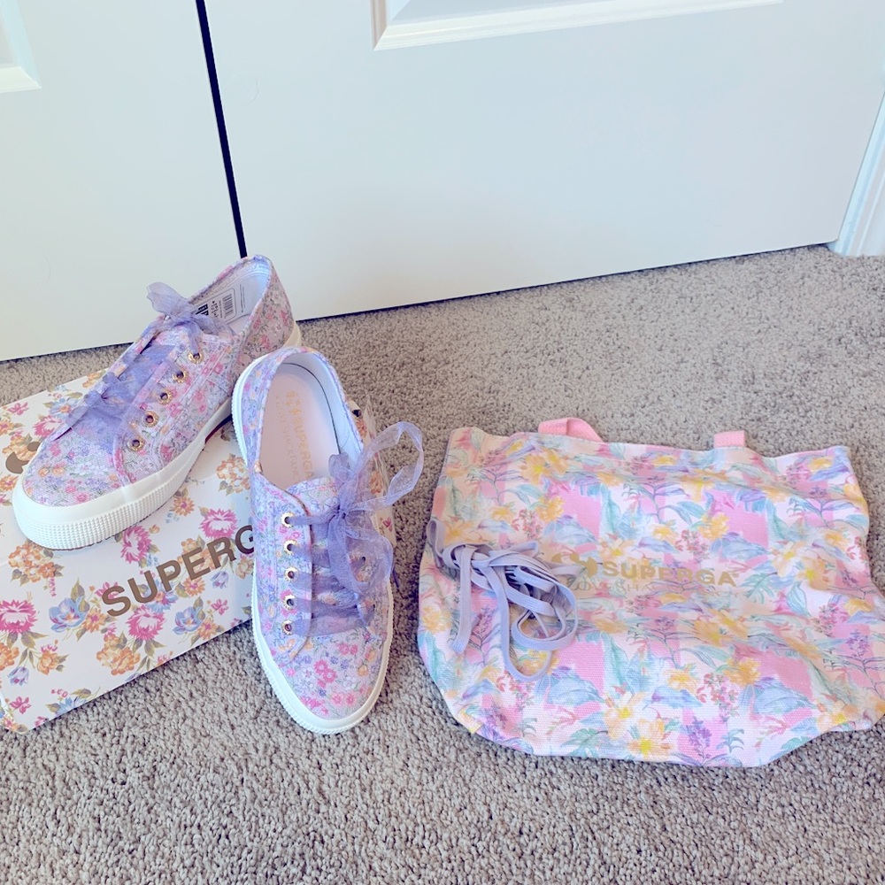 LoveShackFancy x Superga Purple Canvas Sneaker for Spring/Summer size 6.5